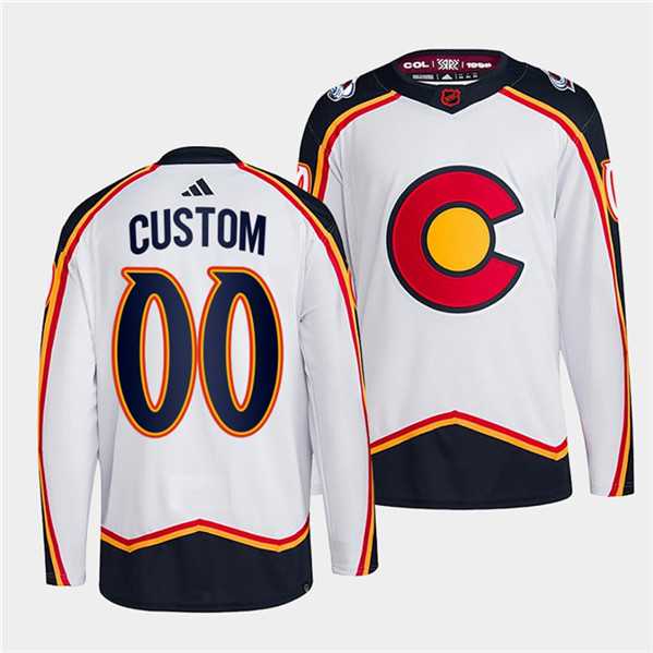 Men%27s Colorado Avalanche Custom White 2022-23 Reverse Retro Stitched Jersey->customized nhl jersey->Custom Jersey
